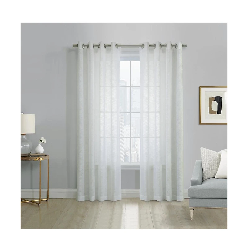 Habitat Boucle Sheer Premium Stylish and Functional Grommet Curtain Panel 52" x 63" White