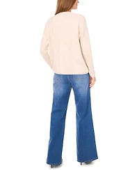 Vince Camuto Women's Cozy Crewneck Star-Print Dropped-Shoulder Sweater