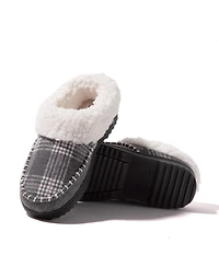 Dearfoams Women's Nyla Felted Plaid Moccasin Toe Clog House Shoe Slipper