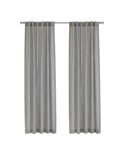 Habitat 100% Polyester Johnstown Light Filtering Faux Linen Textured Dual Header Curtain Panel 52" x 95" Silver