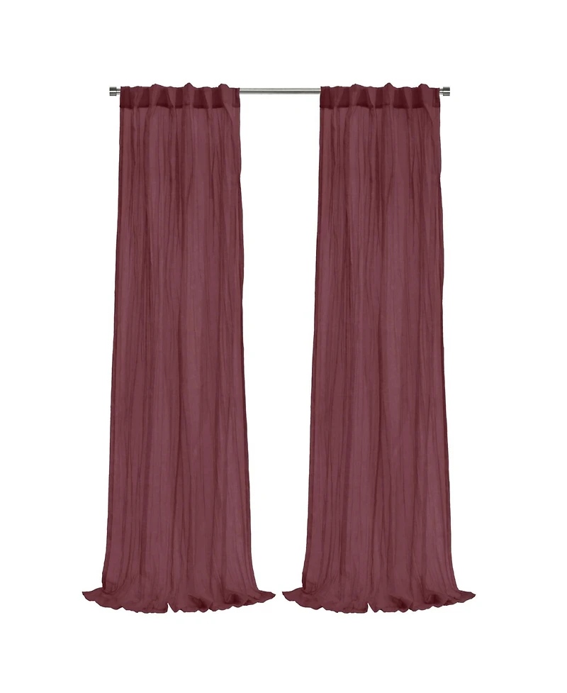 Habitat 100% Polyester Paloma Sheer Broomstick Crushed Solid Dual Header Curtain Panel 52" x 108