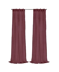 Habitat 100% Polyester Paloma Sheer Broomstick Crushed Solid Dual Header Curtain Panel 52" x 108