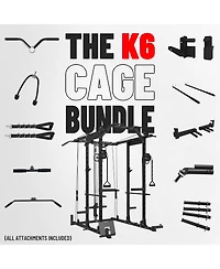 Mikolo Power Cage with Cable Crossover & Lat Pulldown System, 1500LB Home Gym Rack (Red)