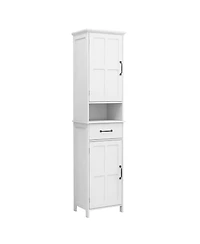 Airsurfer Slim Floor Standing Cabinet Double Door Narrow Tall Storage Cabinet for Bathroom Living Room or Bedroom Organizer
