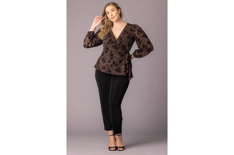 Kiyonna Plus Alissa Long Sleeve Mesh Wrap Top