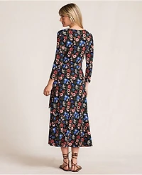 Lands' End Women's Cotton Modal 3/4 Sleeve Vneck Wrap Dress