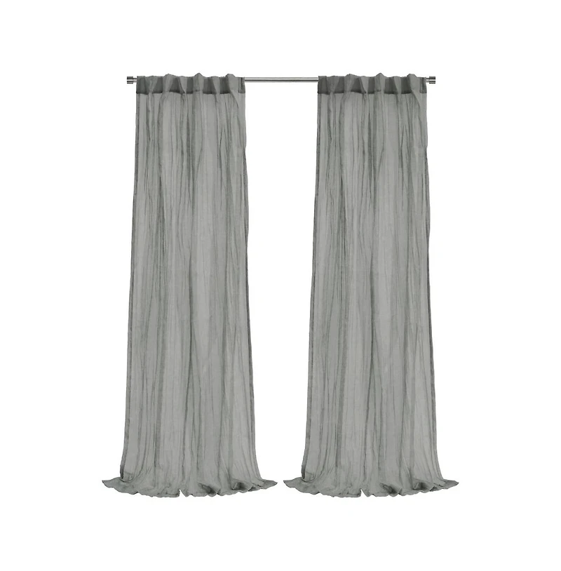 Habitat Paloma Sheer Dual Header Stylish and Functional Curtain Panel 52" x 108" Grey