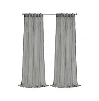 Habitat Paloma Sheer Dual Header Stylish and Functional Curtain Panel 52" x 108" Grey