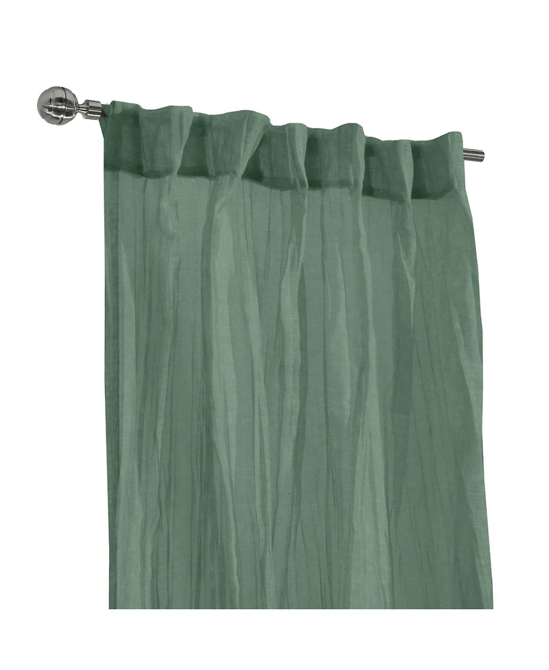Habitat 100% Polyester Paloma Sheer Broomstick Crushed Solid Dual Header Curtain Panel 52" x 108" Sage