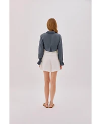 Labeca London Women's Claudia Linen Flare Shorts