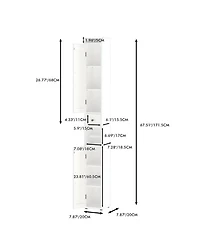Airsurfer 67.51 Inch Tall Bathroom Storage Cabinet with Adjustable Shelves Freestanding Cabinet with Anti-Tip Open Compartments for Small Spaces White