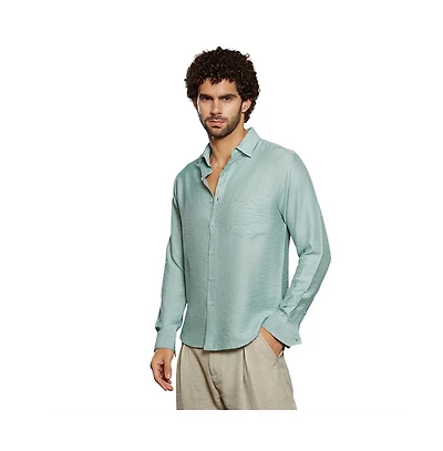 Campus Sutra Men's Sage Green Breezy Wrinked Relaxed Shirt