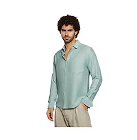 Campus Sutra Men's Sage Green Breezy Wrinked Relaxed Shirt