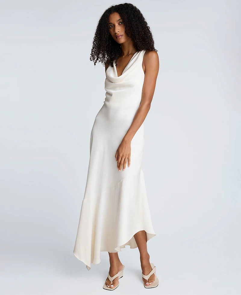 Kenneth Cole Women's Satin Cowl Neck Bias Dress