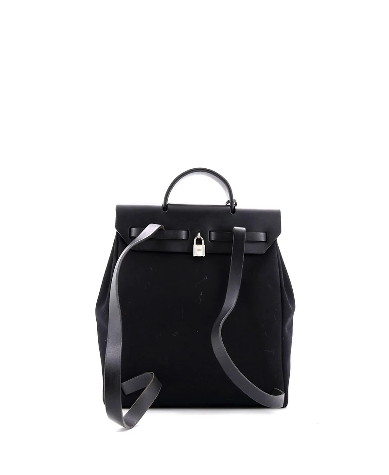 Pre-Owned Hermes Herbag A Dos Zip Backpack Toile and Leather