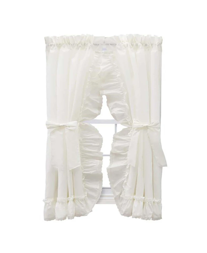 Ellis Curtain Madelyn Ruffled Victorian Priscillas 1.5" Rod Pocket Curtain Panel 100" x 72" Natural