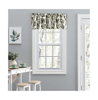 Ellis Curtain Madison Floral Design Printed Natural Ground 1.5" Rod Pocket Tailored Valance 58" x 15" Blue