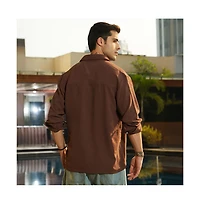 Campus Sutra Men's Chocolate Brown Breezy Wrinked Shirt