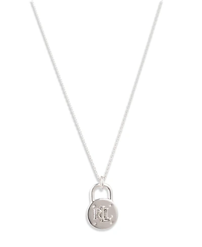 Lauren Ralph Lauren Silver-Tone Logo Padlock Pendant Necklace