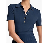 Michael Kors Women's Polo Collar Short-Sleeve Midi Dress