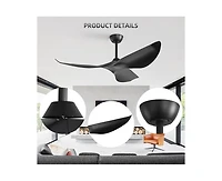 38-inch Modern 3-Blade without Light Ceiling Fan with Six Speed Remote Control and Timing Function for Indoor