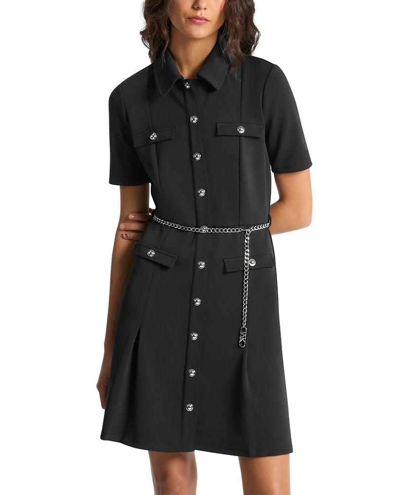 Michael Kors Women's Multi-Pockets Collared Mini Dress