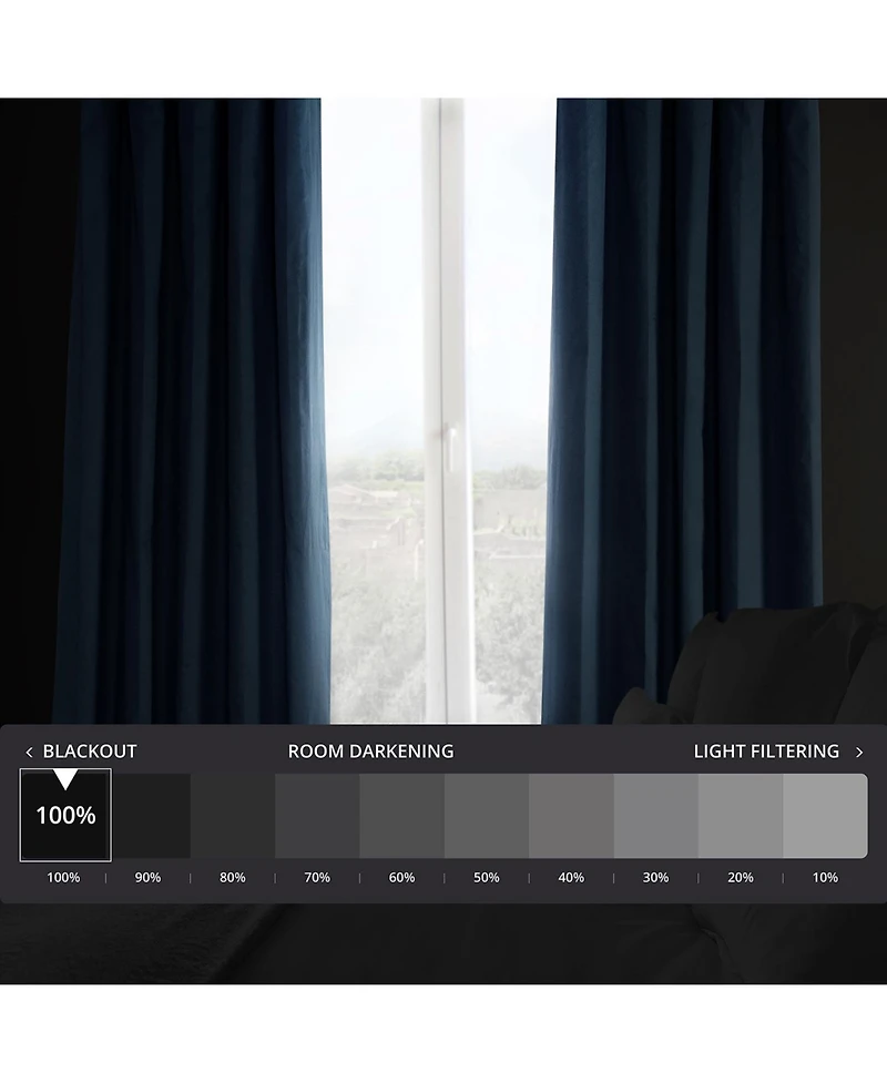 Half Price Drapes Dark Blue Solid Cotton Hotel Blackout Curtain