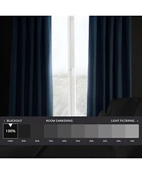 Half Price Drapes Dark Blue Solid Cotton Hotel Blackout Curtain