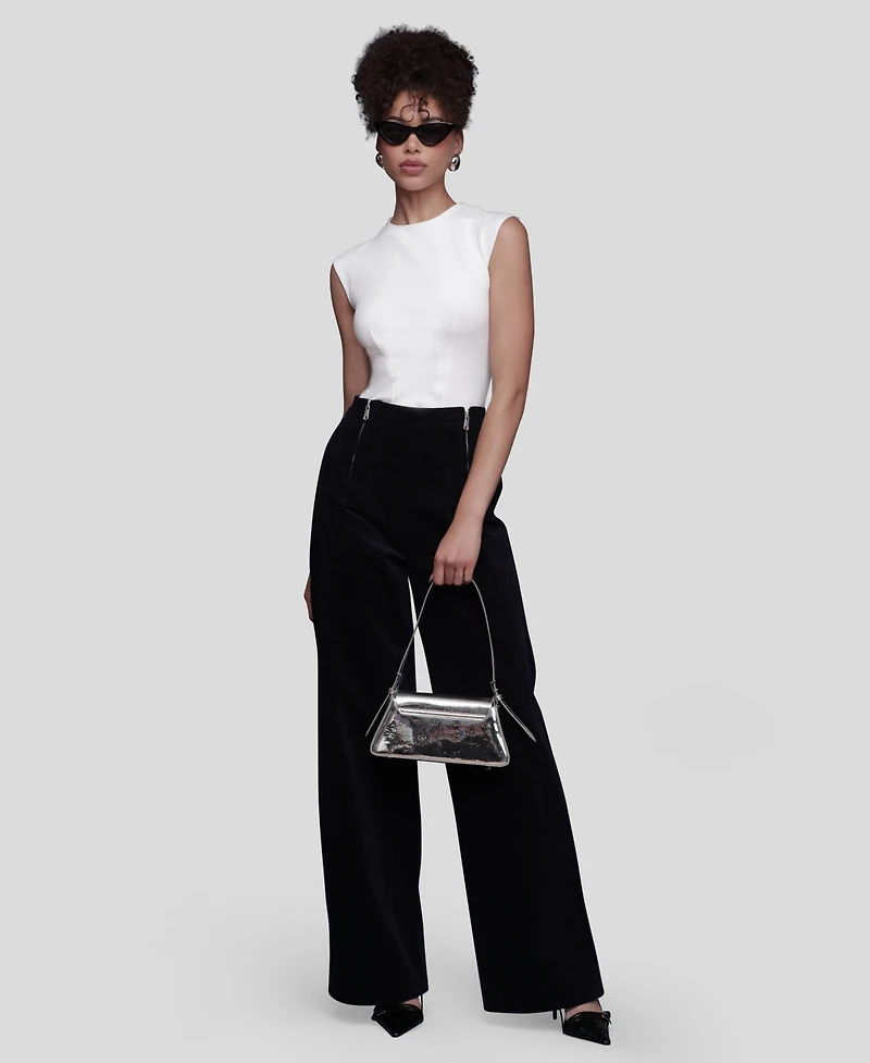 Avec Les Filles Women's Double-Zipper Wide-Leg Pants