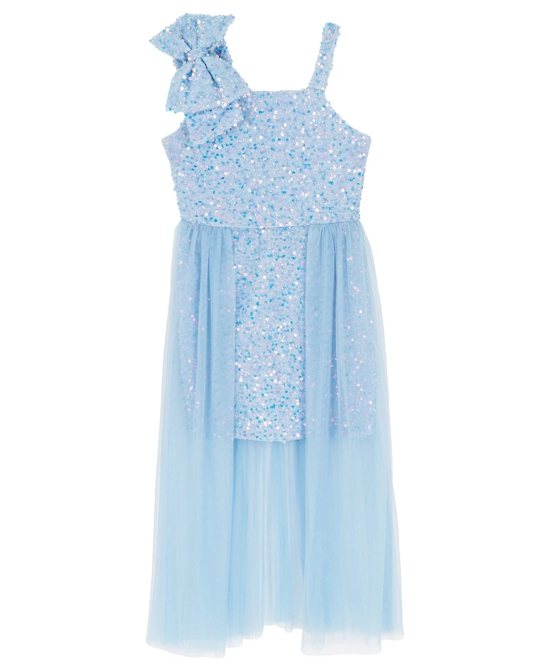 Rare Editions Girls 7-16 Fuzzy Sequin Bow Shoulder Dress