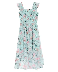 Rare Editions Girls 7-16 Floral Lurex Chiffon Smocked Dress