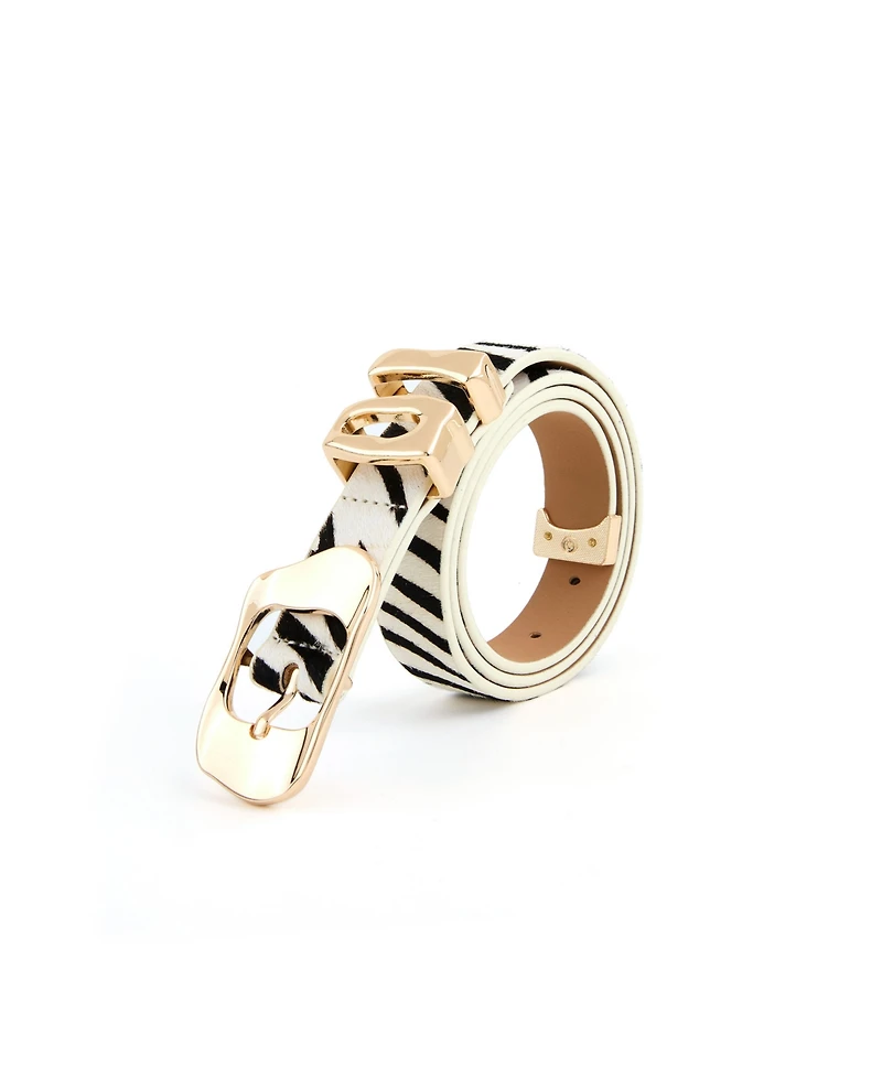 Ettika Zebra Print Molten Metal Belt