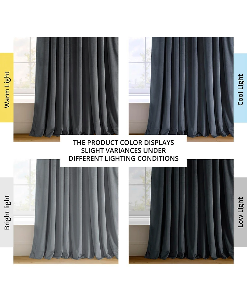 Half Price Drapes Distance Blue Grey Signature Velvet Blackout Curtain
