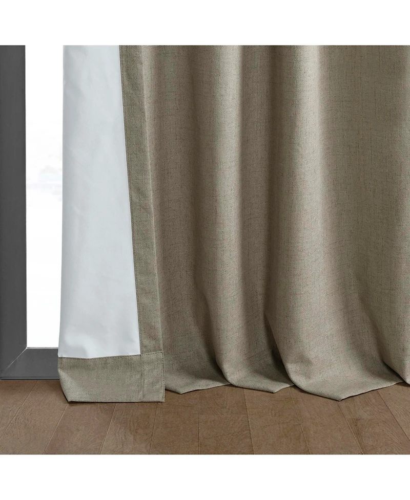 Half Price Drapes Warm Taupe Thermal Cross Linen Weave Blackout Curtain