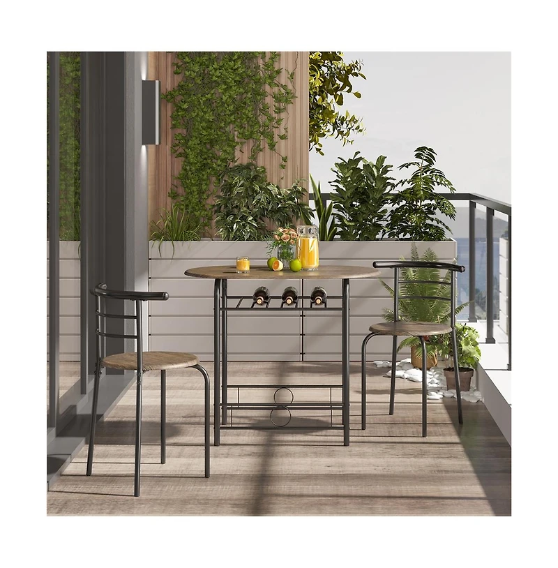 Yaheetech, 3-Piece Set, Metal Frame, Compact Dining Table with 2 Chairs