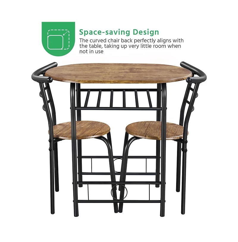 Yaheetech, 3-Piece Set, Metal Frame, Compact Dining Table with 2 Chairs