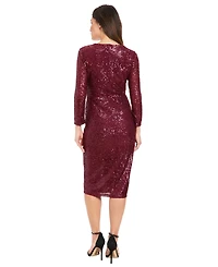 London Times Women's V-Neck Jersey-Knit Midi Dress