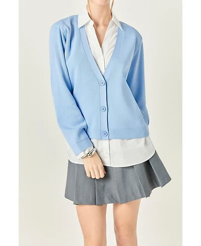 English Factory Women's Mixed Media Cardigan