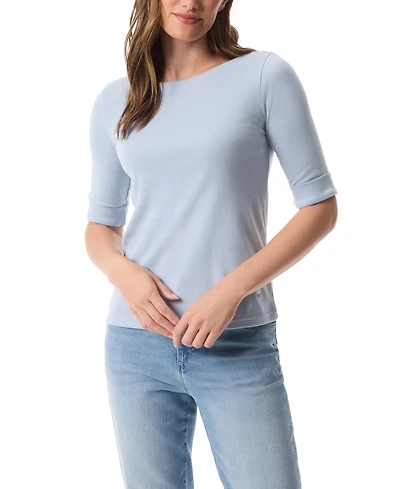 Gloria Vanderbilt Women's Alanis Printed Cuffed-Sleeve T-Shirt