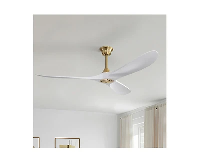 60-inch Modern Luxury Golden 3-Blade Ceiling Fans with Remote Control and Timer Function
