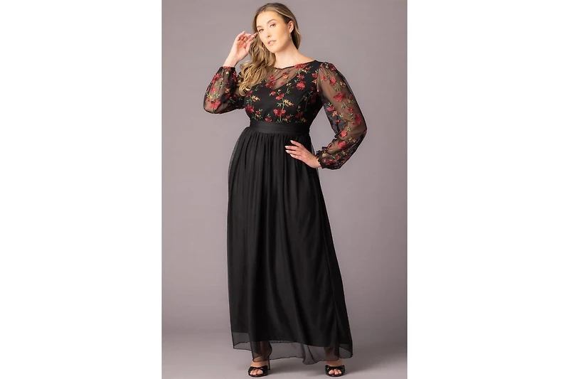 Kiyonna Plus Eternal Embroidered Bodice Evening Gown
