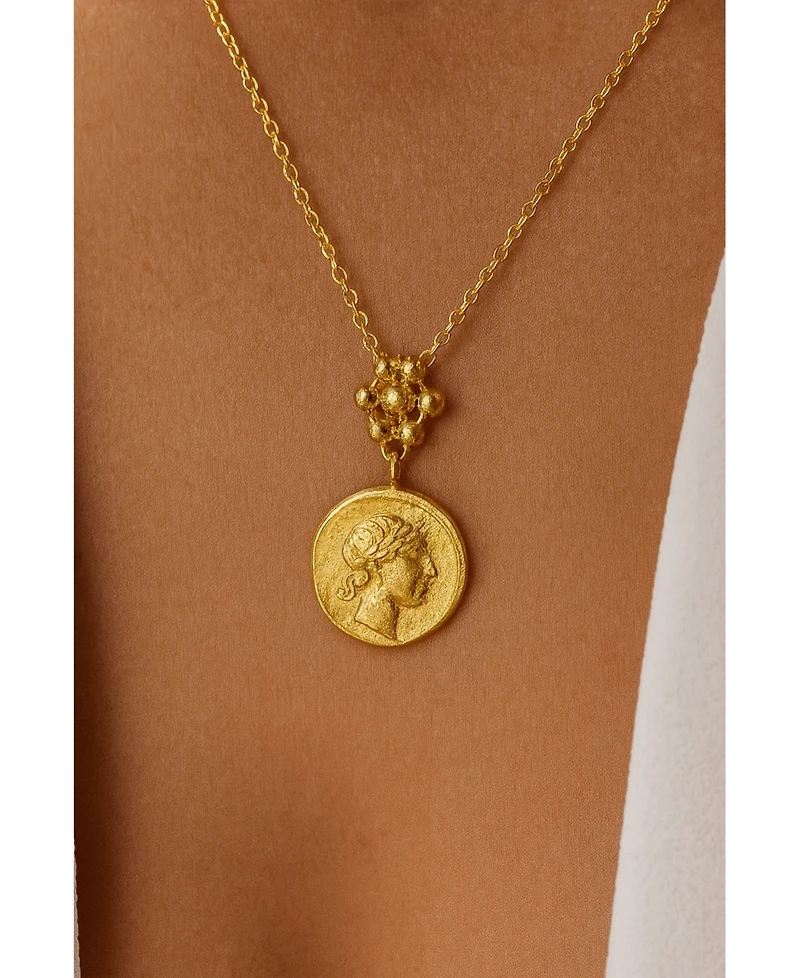 Ottoman Hands Goddess Demeter Coin Pendant Necklace