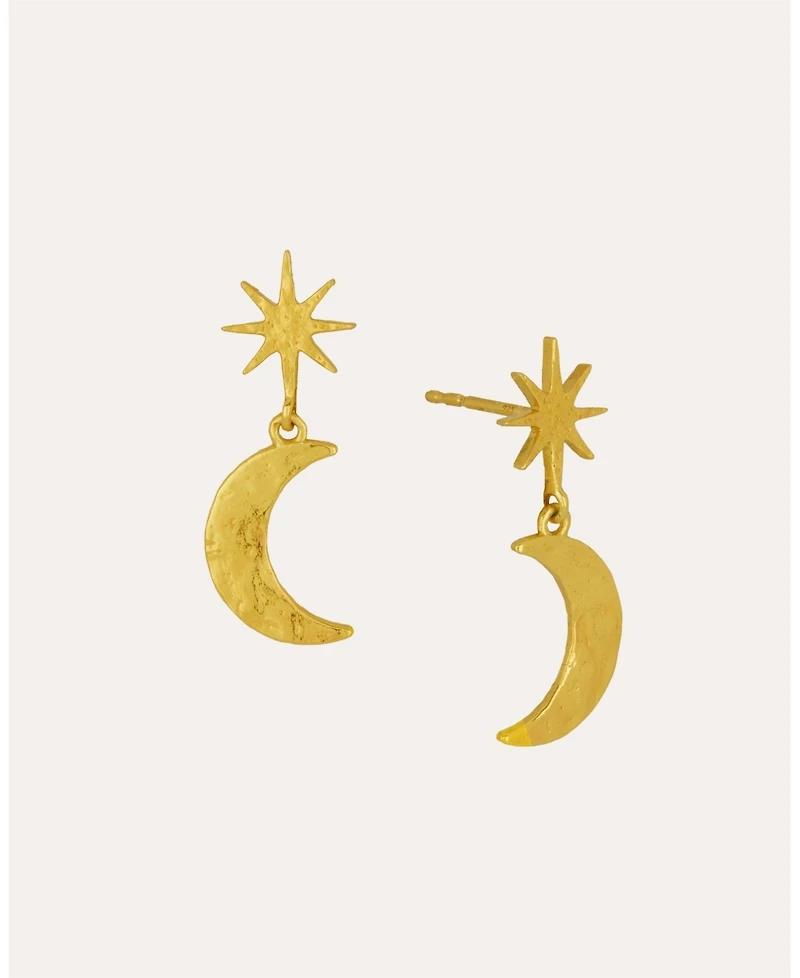 Ottoman Hands Star and Moon Drop Earrings