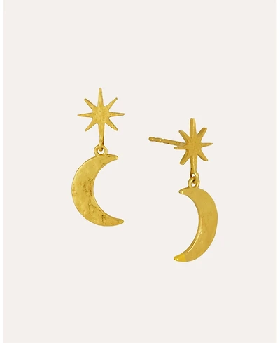 Ottoman Hands Star and Moon Drop Earrings
