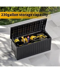 Patio Waterproof Resin Deck Box Lockable Outdoor Storage Garden Tools