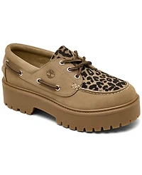 Timberland Women's Stone Street 3-Eye Leopard Print Platform Boat Shoes from Finish Line