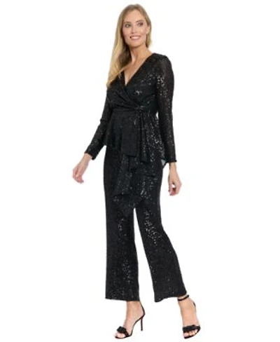 Muse Womens Long Sleeve Faux Twist Wrap Top Textured Pull On Pants