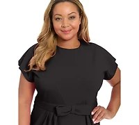 London Times Plus Size Sheath Crewneck Dress