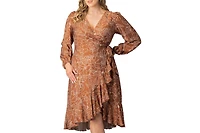 Kiyonna Plus Julia Long Sleeve Wrap Dress
