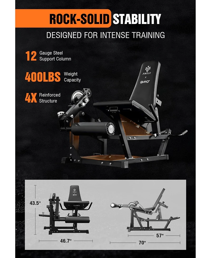 Mikolo Leg Extension & Curl Machine - Adjustable 2-in-1 Cable System for Home Gym